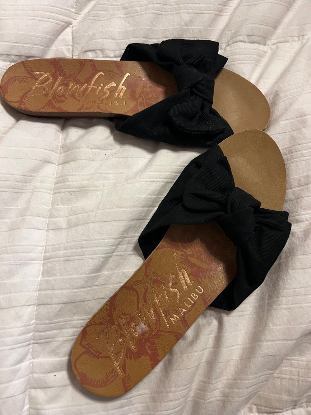 Blowfish Knot Bow Slide Sandals in Black 10